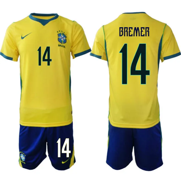 Mens Brazil #14 BREMER Yellow 2026 FIFA World Cup Soccer Jersey Kit