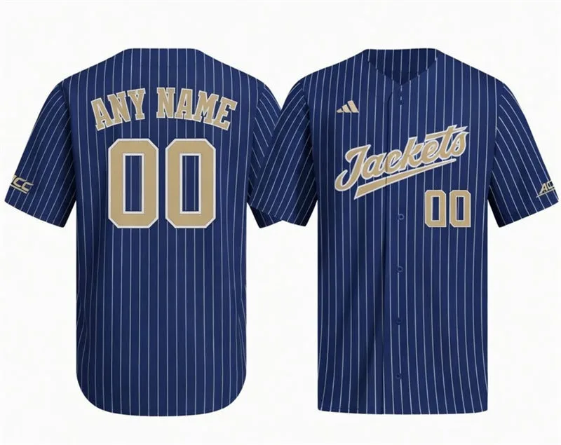  Georgia Tech Yellow Jackets Custom Navy Pinstripe Baseball Limited Jersey