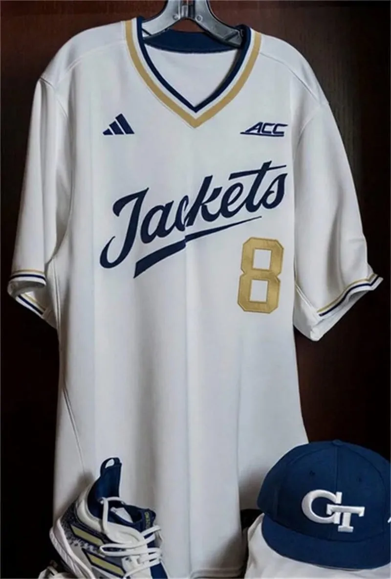 Georgia Tech Yellow Jackets #8 Drew Burres 2026 White Pullover Baseball Game Jersey Without Name