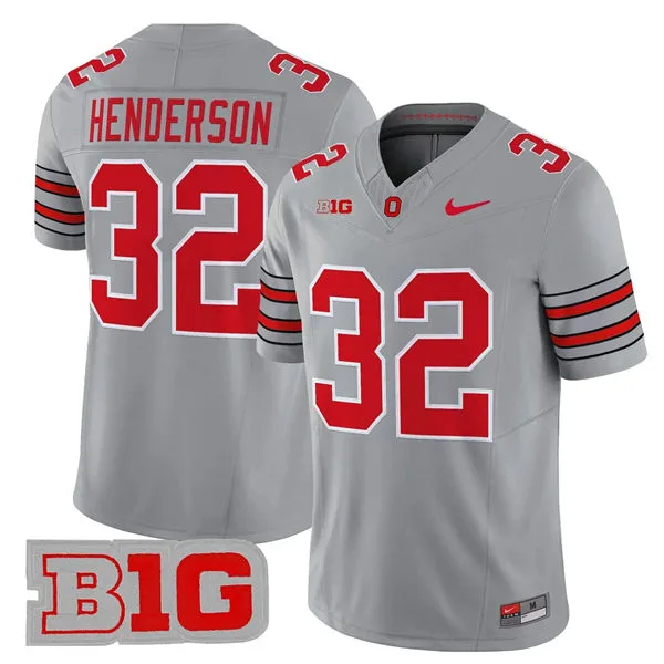Men's Ohio State Buckeyes #32 TreVeyon Henderson  2026 Gray F.U.S.E Limited Football Jersey