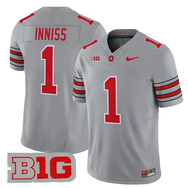 Men's Ohio State Buckeyes #1 Brandon Inniss 2026 Gray F.U.S.E Limited Football Jersey