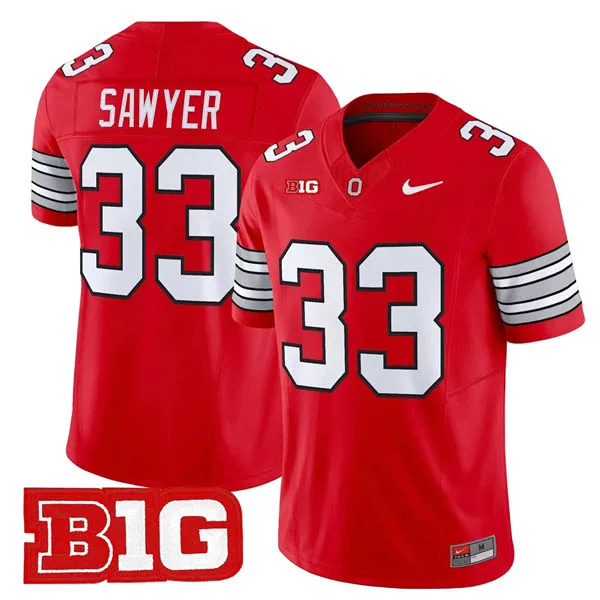 Men's Ohio State Buckeyes #33 Jack Sawyer 2026 Scarlet Rush F.U.S.E Limited Football Jersey