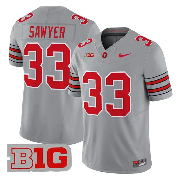 Men's Ohio State Buckeyes #33 Jack Sawyer 2026 Gray F.U.S.E Limited Football Jersey