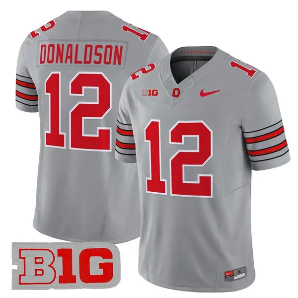 Men's Ohio State Buckeyes #12 CJ Donaldson 2026 Gray F.U.S.E Limited Football Jersey