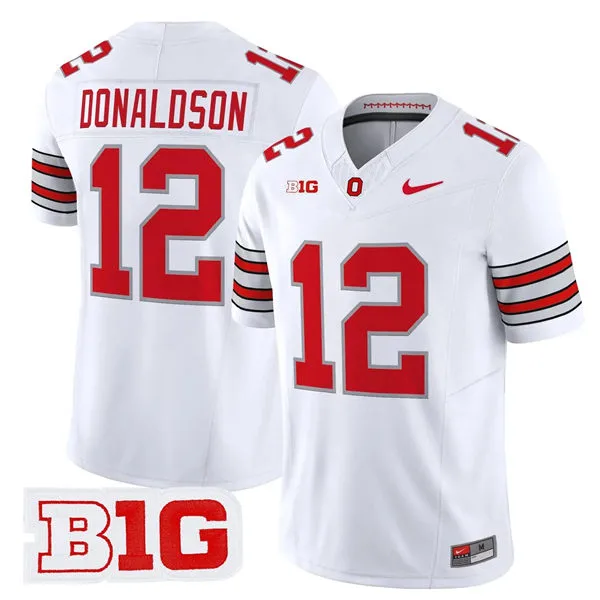 Men's Ohio State Buckeyes #12 CJ Donaldson 2026 White Sub Zero F.U.S.E Limited Football Jersey