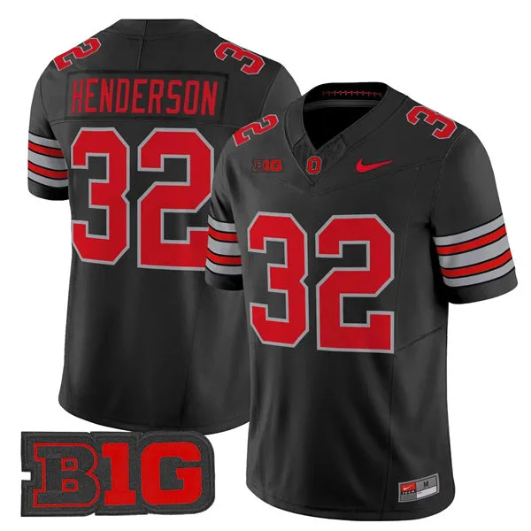 Men's Ohio State Buckeyes #32 TreVeyon Henderson 2026 Black Tunnel Vision F.U.S.E Limited Football Jersey