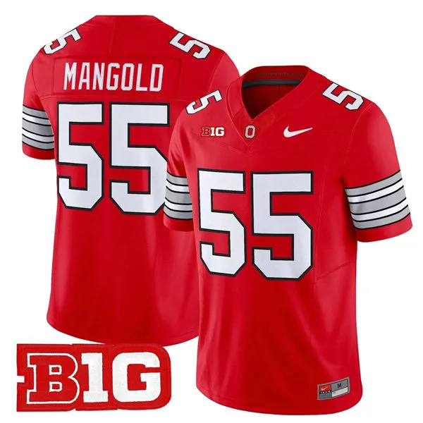 Men's Ohio State Buckeyes #55 Nick Mangold 2026 Scarlet Rush F.U.S.E Limited Football Jersey