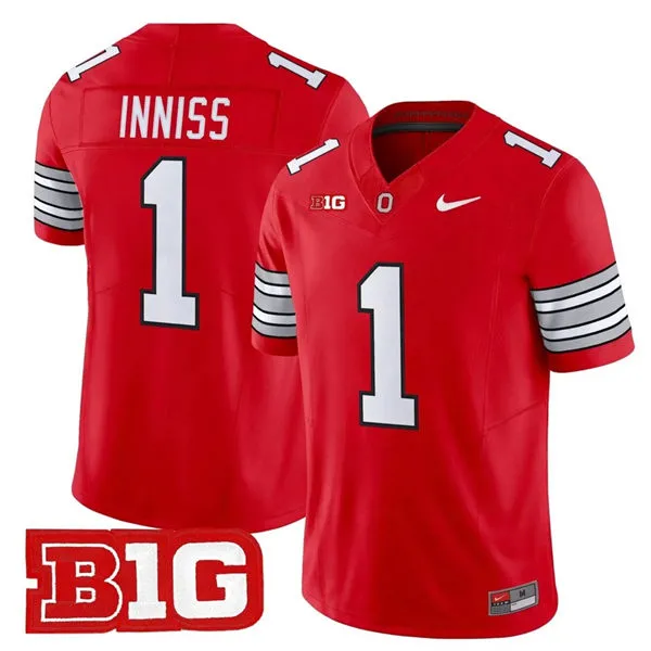 Men's Ohio State Buckeyes #1 Brandon Inniss 2026 Scarlet Rush F.U.S.E Limited Football Jersey
