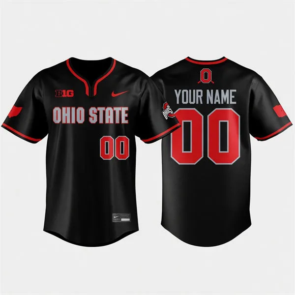 Ohio State Buckeyes Custom 2026 Black Pullover Baseball Game Jersey