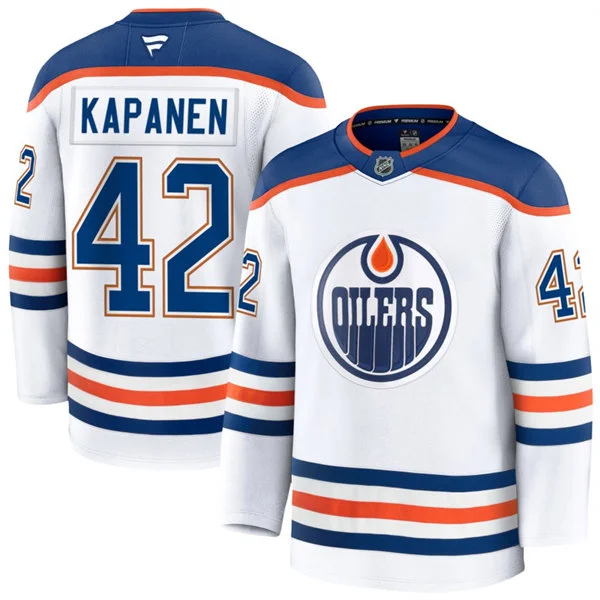 Men's Edmonton Oilers #42 Kasperi Kapanen Fanatics Away White Premium Jersey