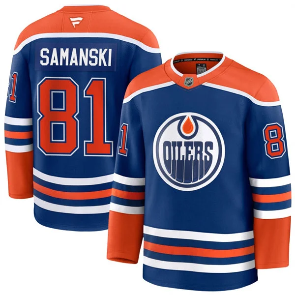Men's Edmonton Oilers #81 Josh Samanski Fanatics Home Royal Premium Jersey