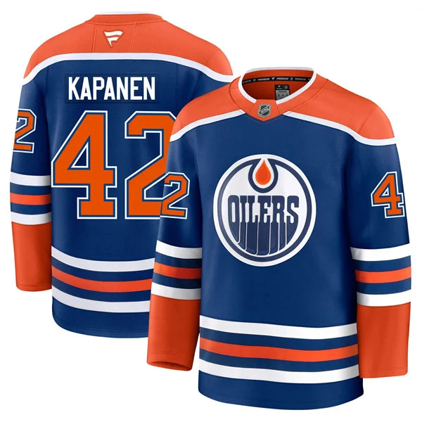 Men's Edmonton Oilers #42 Kasperi Kapanen Fanatics Home Royal Premium Jersey