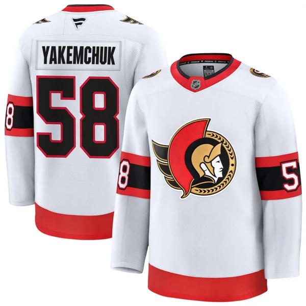 Men's Ottawa Senators #58 Carter Yakemchuk Fanatics White Away Premium Jersey