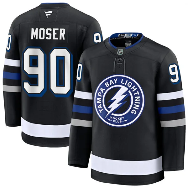 Mens Tampa Bay Lightning #90 Janis Moser Fanatics Black Alternate Premium Jersey
