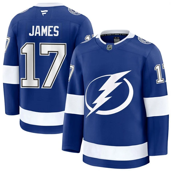 Mens Tampa Bay Lightning #17 Dominic James Fanatics Home Blue Premium Jersey