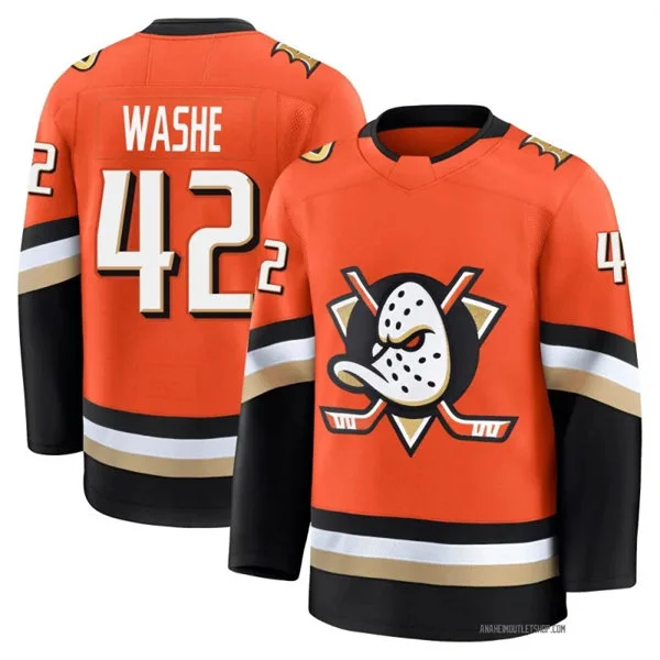 Mens Anaheim Ducks #42 Tim Washe Fanatics Orange Home Premium Jersey