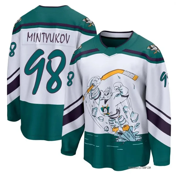 Mens Anaheim Ducks #98 Pavel Mintyukov  White Reverse Retro Jersey