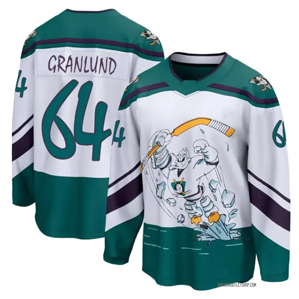 Mens Anaheim Ducks #64 Mikael Granlund White Reverse Retro Jersey