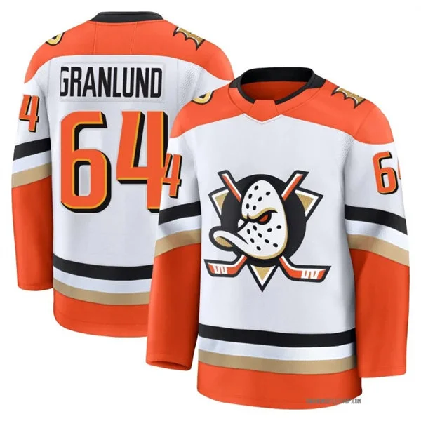 Mens Anaheim Ducks #64 Mikael Granlund Fanatics Away White Premium Jersey