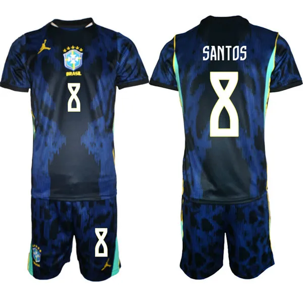 Mens Brazil #8 Andrey Santos 2026 Blue Away FIFA World Cup Soccer Jersey Kit