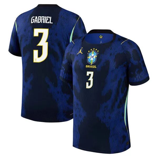 Mens Brazil #3 Gabriel Magalhaes 2026 Blue Away FIFA World Cup Soccer Jersey Kit
