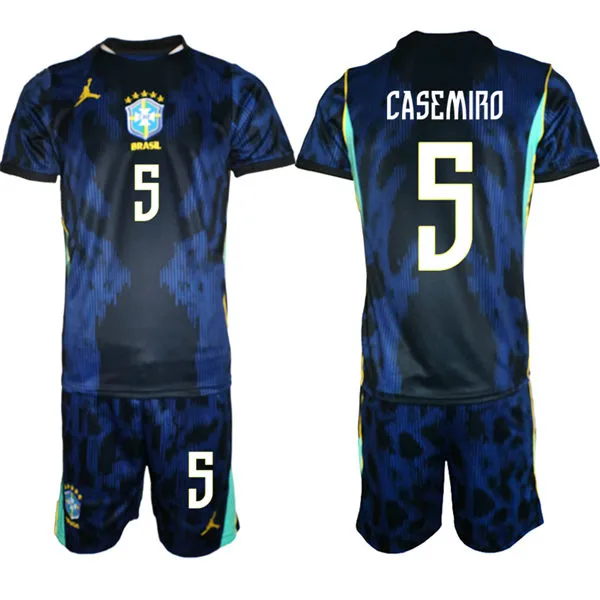Mens Brazil #5 Casemiro 2026 Blue Away FIFA World Cup Soccer Jersey Kit