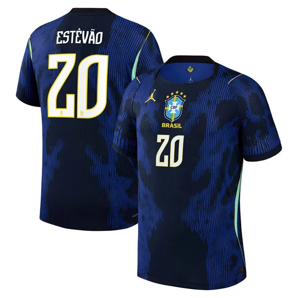 Mens Brazil #20 Estevao 2026 Blue Away FIFA World Cup Soccer Jersey Kit