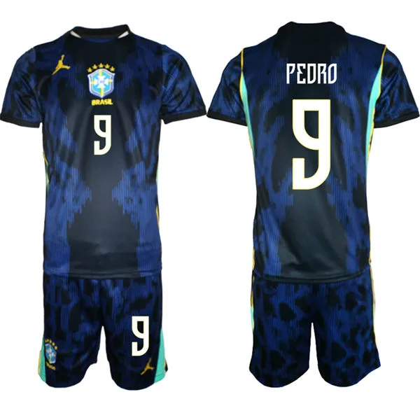 Mens Brazil #9 PEDRO 2026 Blue Away FIFA World Cup Soccer Jersey Kit