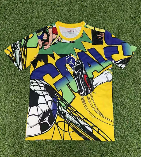 Men's Brazil Soccer National Team GOAL Cartoon Graphic T-Shirt Yellow  ( No Custom )
