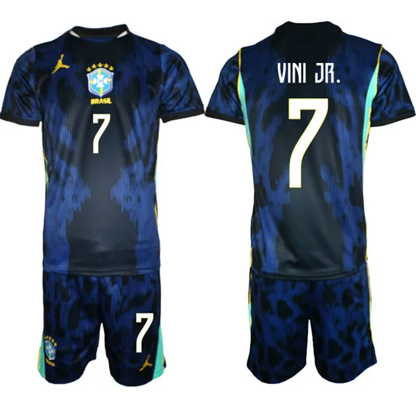Mens Brazil #7 Vinicius Junior 2026 Blue Away FIFA World Cup Soccer JerseyKit