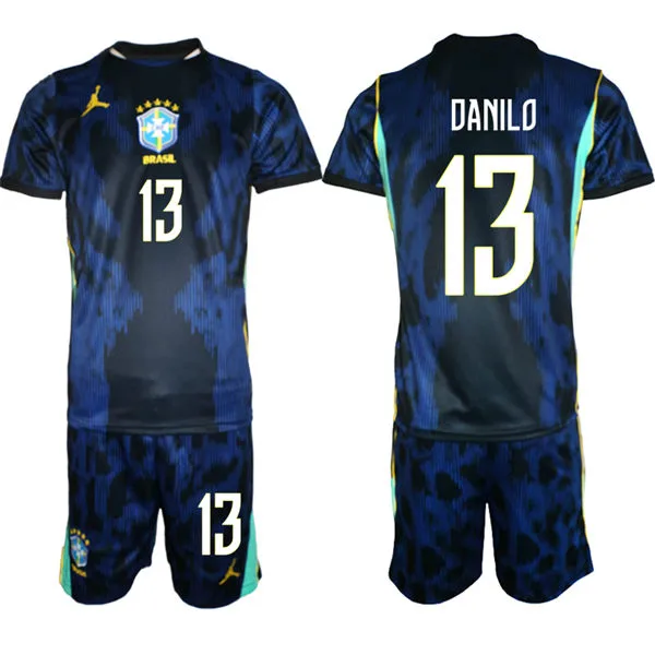 Mens Brazil #13 Danilo Luiz 2026 Blue Away FIFA World Cup Soccer Jersey Kit