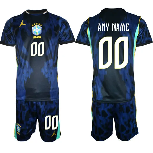 Mens Brazil National Team Custom Blue Away 2026 FIFA World Cup Soccer Jersey Kit