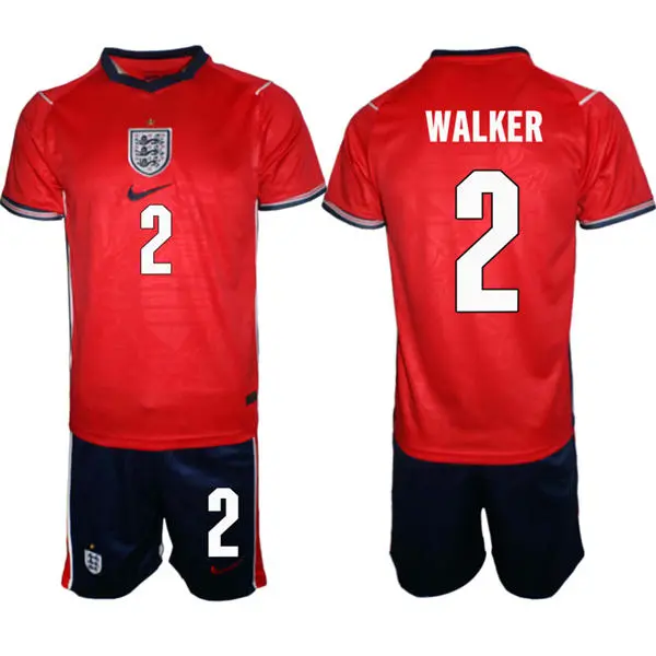 Mens England National Team #2 Kyle Walker  Away Red 2026 FIFA World Cup Soccer Jersey Kit