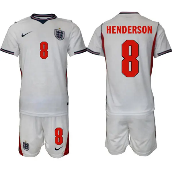 Mens England National Team #8 Jordan Henderson Home White 2026 FIFA World Cup Soccer Jersey Kit
