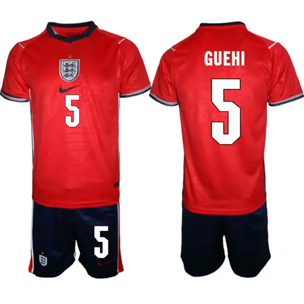 Mens England National Team #5 Marc Guehi  Away Red 2026 FIFA World Cup Soccer Jersey Kit