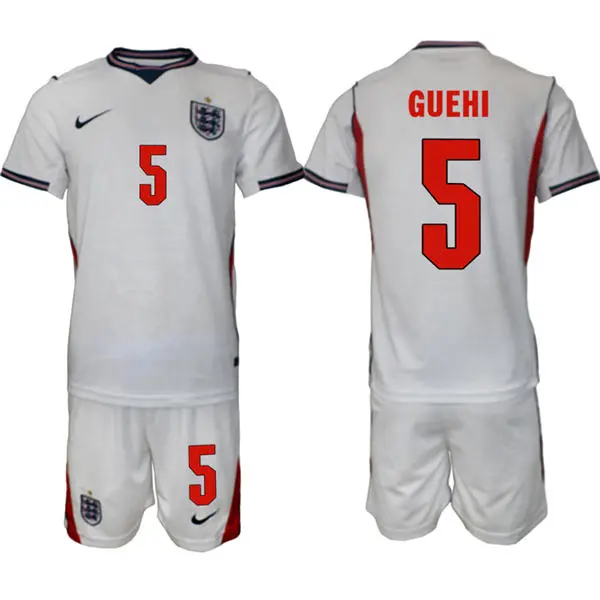 Mens England National Team #5 Marc Guehi Home White 2026 FIFA World Cup Soccer Jersey Kit
