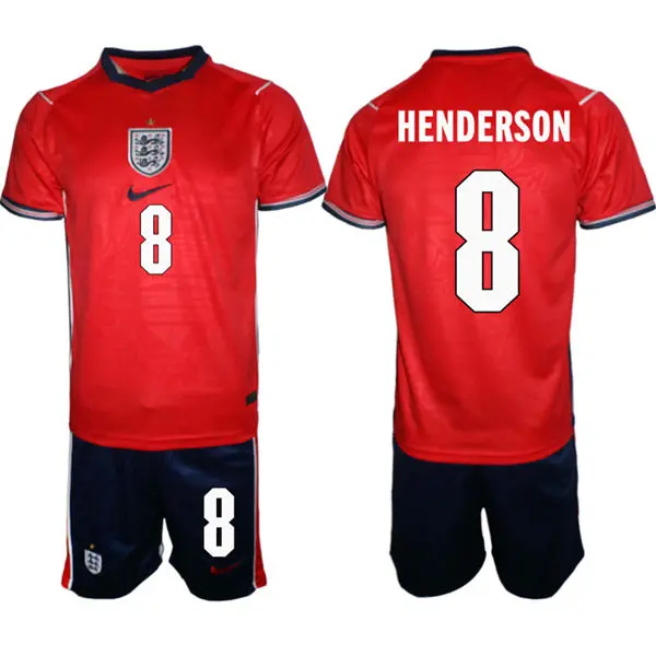 Mens England National Team #8 Jordan Henderson Away Red 2026 FIFA World Cup Soccer Jersey Kit