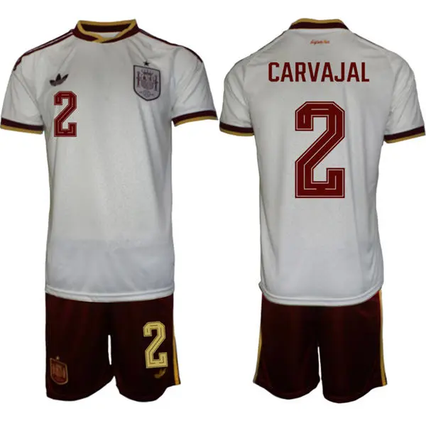 Mens Spain National Team #2 Dani Carvajal White Away 2026 FIFA World Cup Soccer Jersey Kit