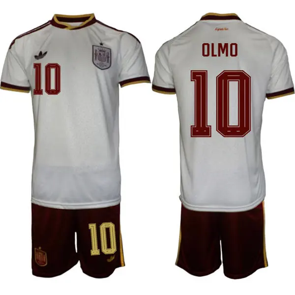 Mens Spain National Team #10 Dani Olmo White Away 2026 FIFA World Cup Soccer Jersey Kit
