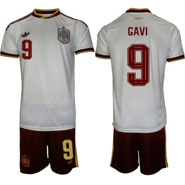 Mens Spain National Team #9 Gavi White Away 2026 FIFA World Cup Soccer Jersey Kit