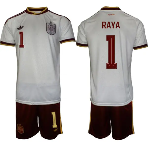 Mens Spain National Team #1 David Raya White Away 2026 FIFA World Cup Soccer Jersey Kit
