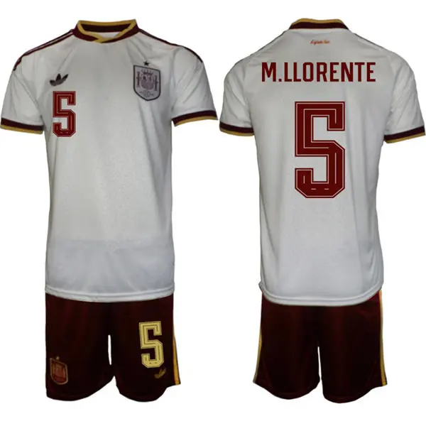 Mens Spain National Team #5 Marcos Llorente White Away 2026 FIFA World Cup Soccer Jersey Kit
