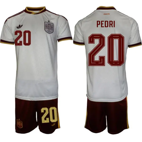 Mens Spain National Team #20 Pedri White Away 2026 FIFA World Cup Soccer Jersey Kit