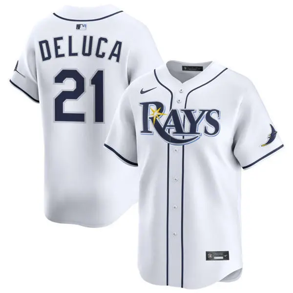 Mens Tampa Bay Rays #21 Jonny DeLuca Nike White Home Limited Jersey