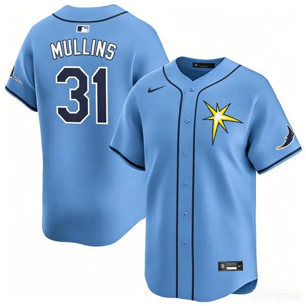 Mens Tampa Bay Rays #31 Cedric Mullins Light Blue With Star Alternate Limited Jersey