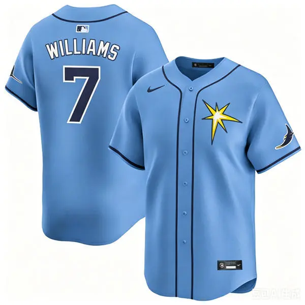 Mens Tampa Bay Rays #7 Carson Williams Light Blue With Star Alternate Limited Jersey
