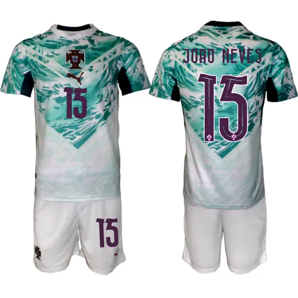 Mens Portugal National Team #15 Joao Neves White Away 2026 FIFA World Cup Soccer Jersey Kit