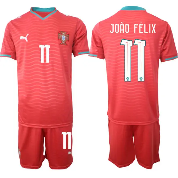 Mens Portugal National Team #11 Joao Felix Home Red 2026 FIFA World Cup Soccer Jersey Kit