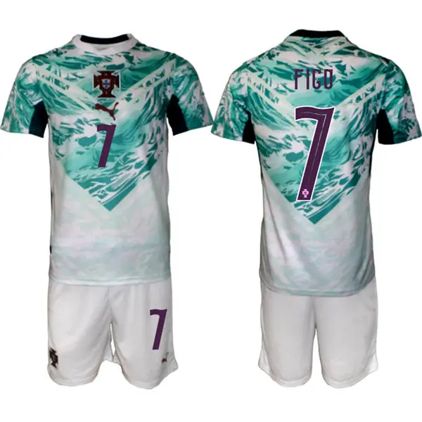 Mens Portugal National Team #7 Luis Figo White Away 2026 FIFA World Cup Soccer Jersey Kit
