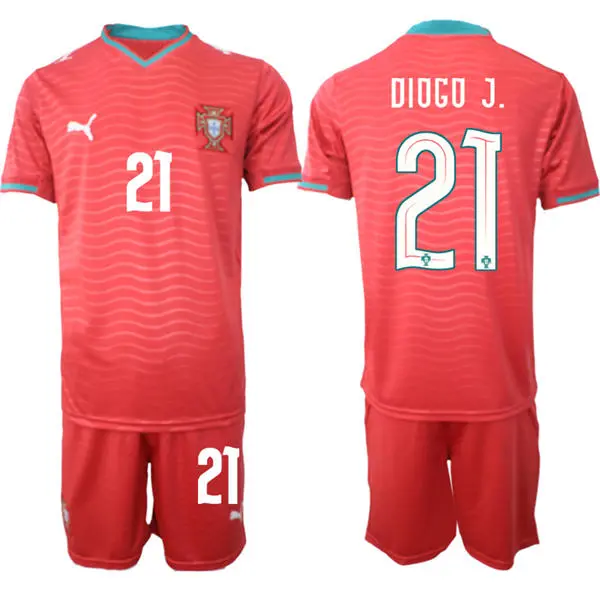 Mens Portugal National Team #21 Diogo Jota Home Red 2026 FIFA World Cup Soccer Jersey Kit